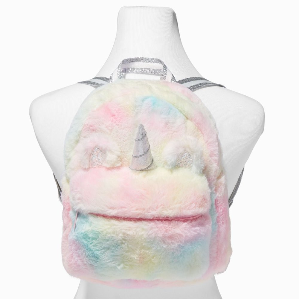 Pastel Tie Dye Unicorn Furry Mini Backpack-NWT